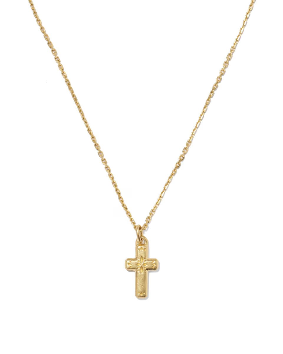 Metal Cross Oxidized Sterling Silver Short Pendant Necklace