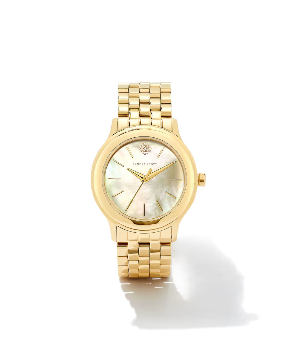 Alex Gold Tone Stainless Steel 35mm Watch in Ivory Mother-of-Pearl