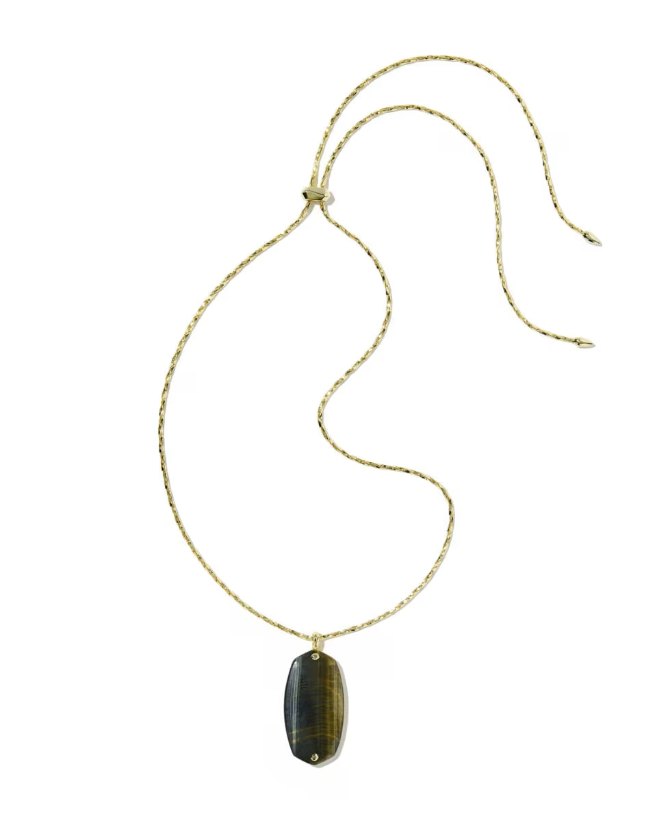 Danielle Riveted Gold Long Pendant Necklace