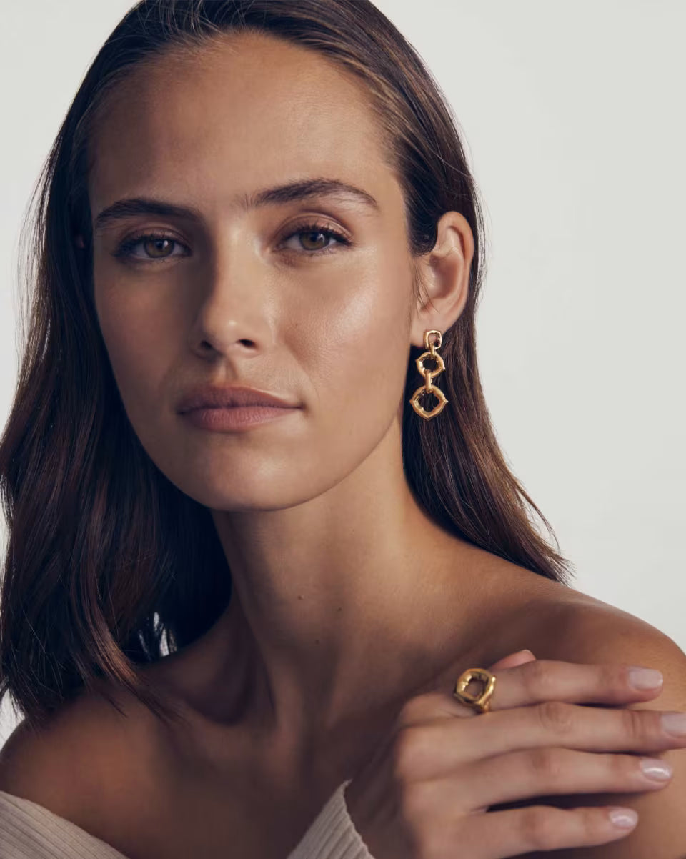 Dira Open Frame 18k Gold Vermeil Convertible Drop Earrings
