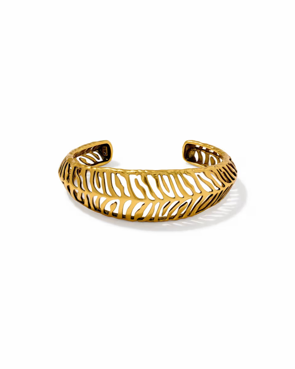 Tiger Striped Mikki Gold Cuff Bracelet