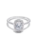 1 ct Lab Grown White Diamond Oval Iconic Halo Statement Ring in 14k White Gold