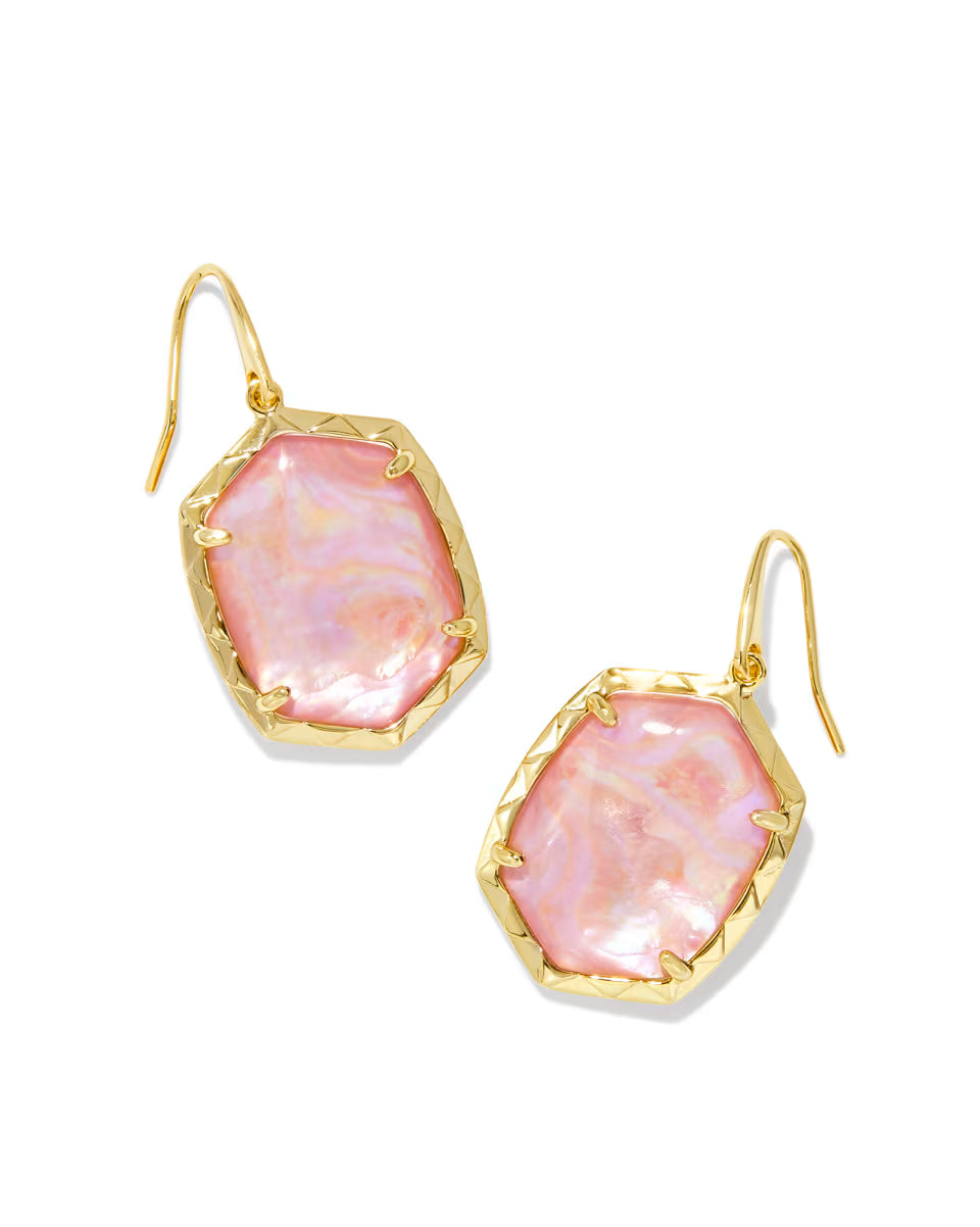 Daphne Gold Drop Earrings in Light Green Mother-of-Pearl