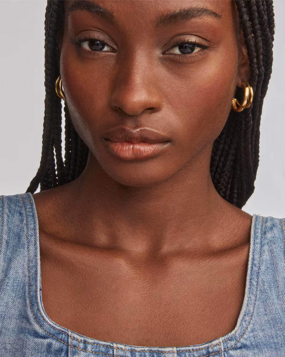 Meg Double Hoop Earrings in 18k Gold Vermeil