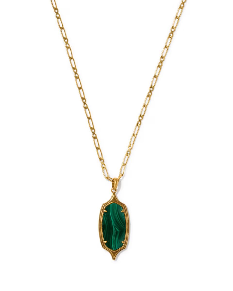Dani Stepped Frame Gold Long Pendant Necklace