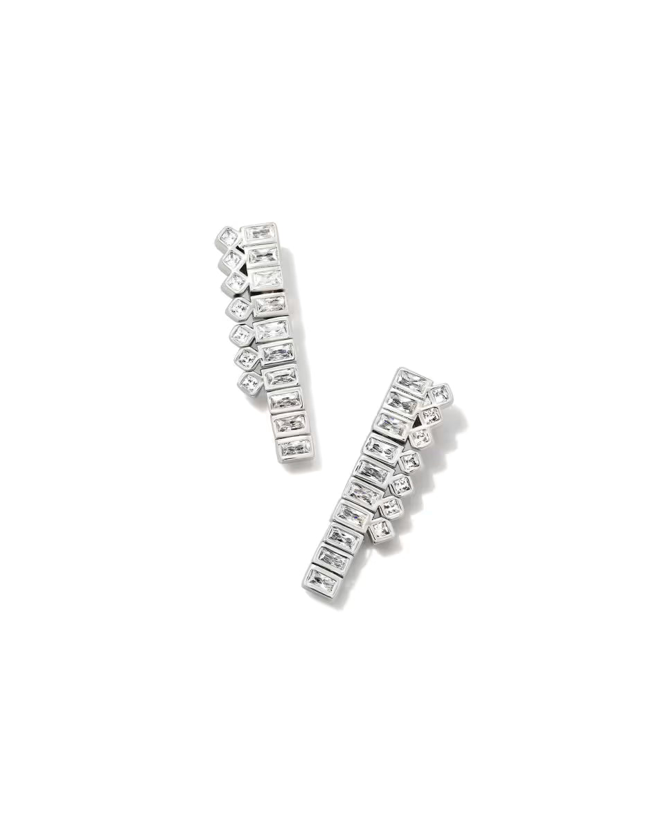 Gracie Gold Tennis Linear Earrings in White CZ