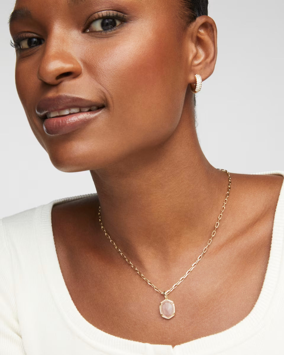 Daphne Gold Pave Frame Short Pendant Necklace