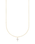 Cross 14k Yellow Gold Pendant Necklace in White Diamonds