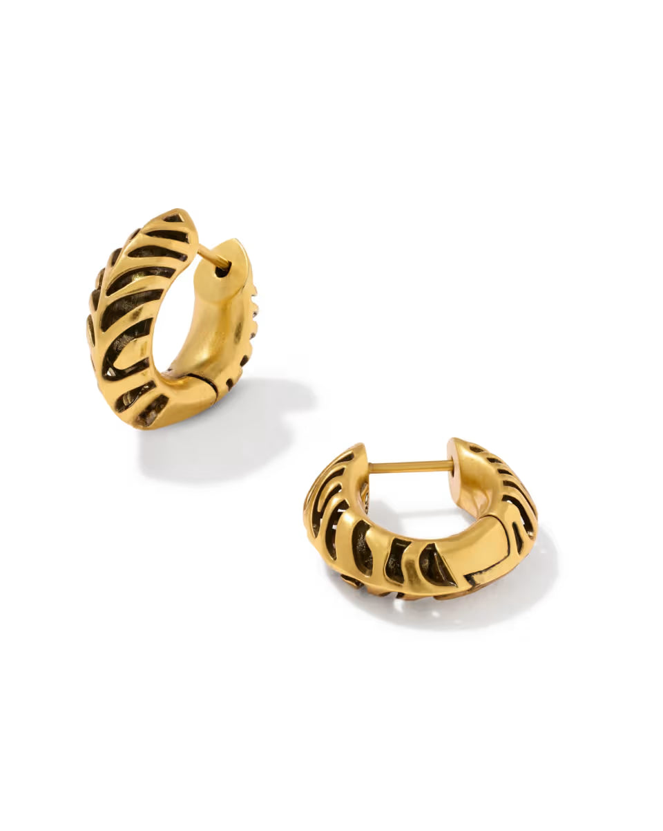 Tiger Striped Mikki Vintage Silver Huggie Earrings