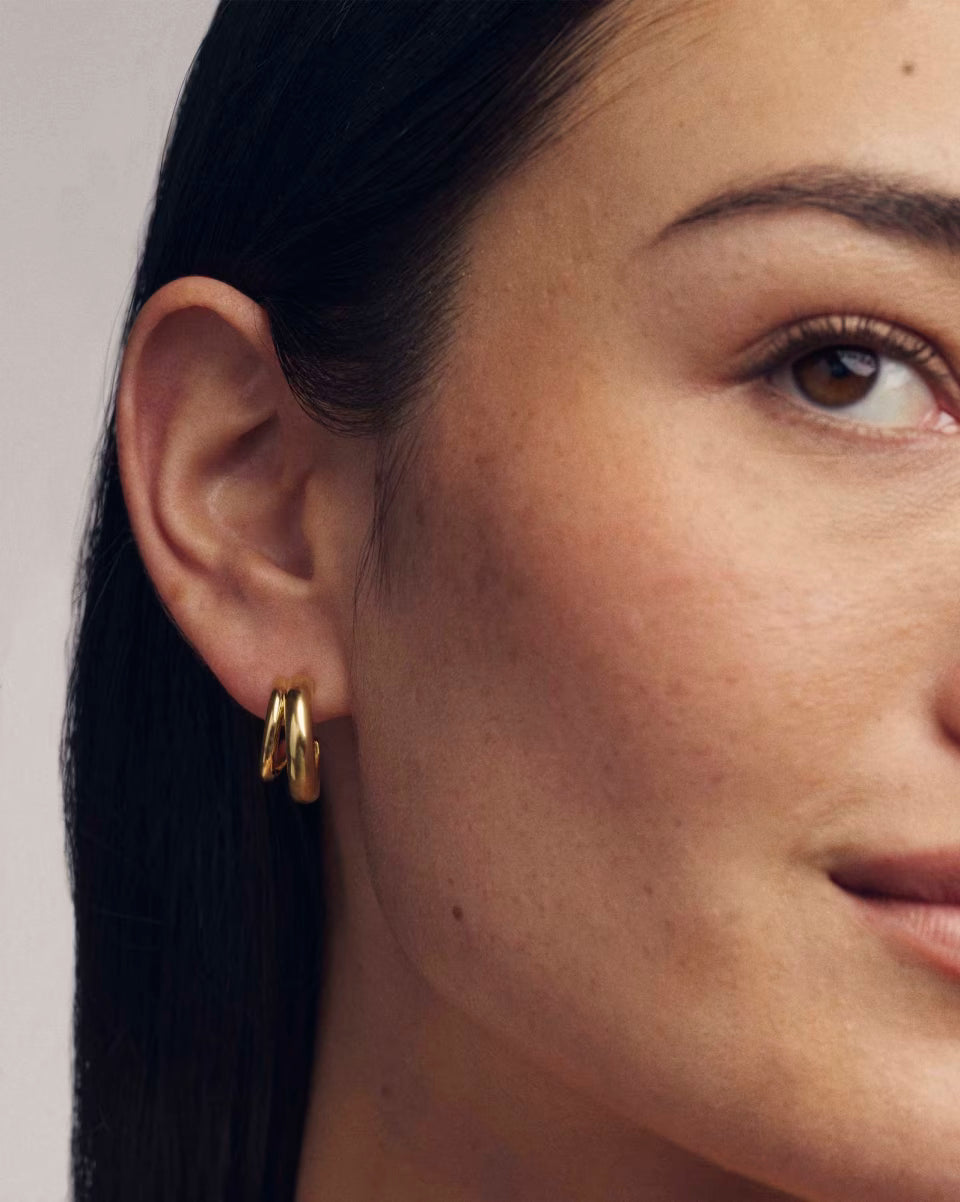 Meg 18k Gold Vermeil Double Huggie Earrings