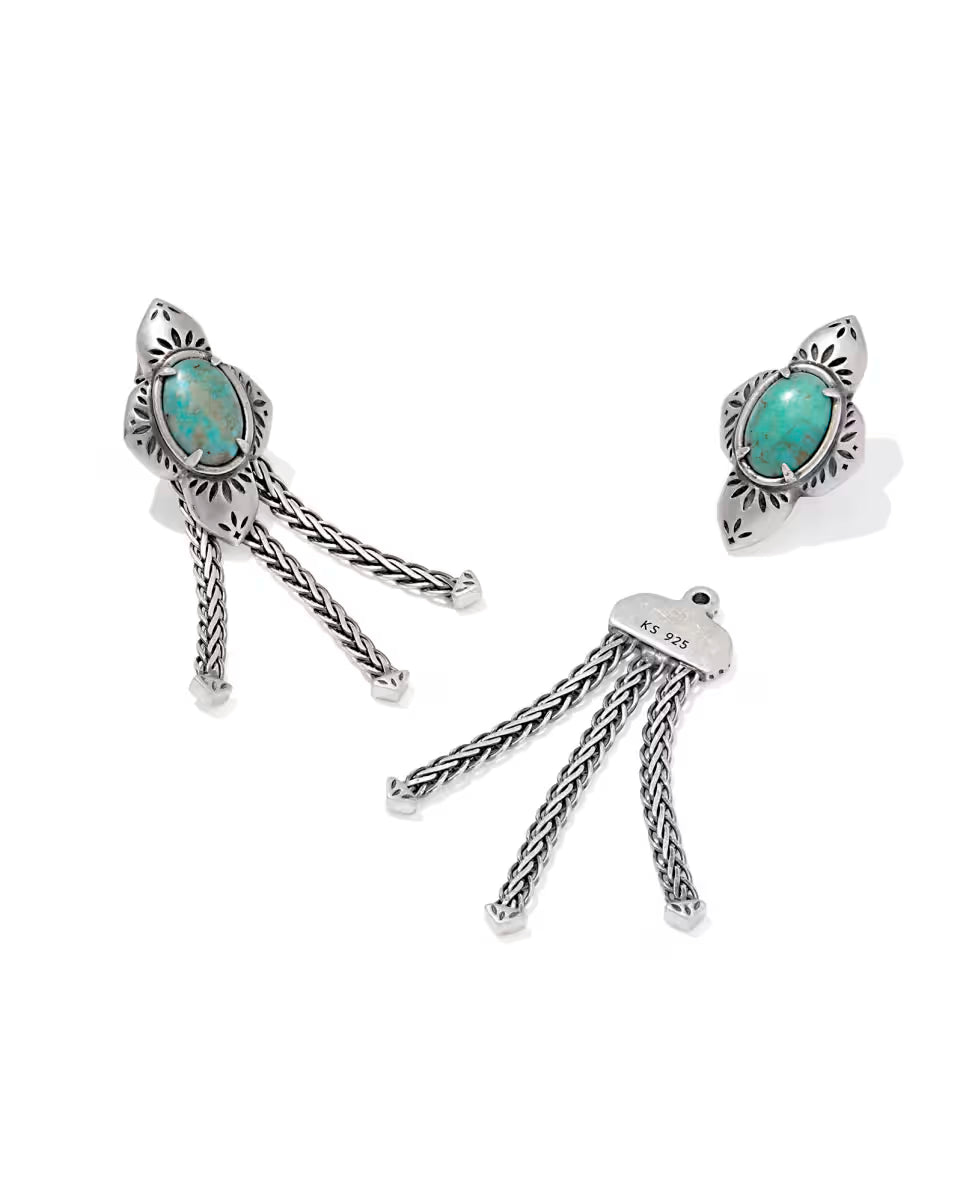 Abbie Oxidized Sterling Silver Fringe Convertible Drop Earrings