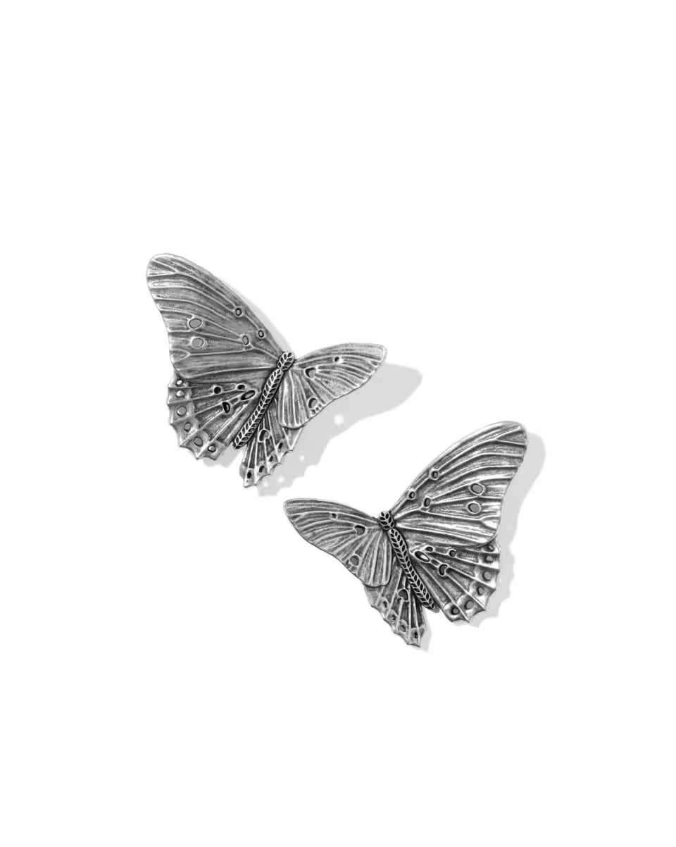 Cailey Butterfly Vintage Silver Statement Stud Earrings