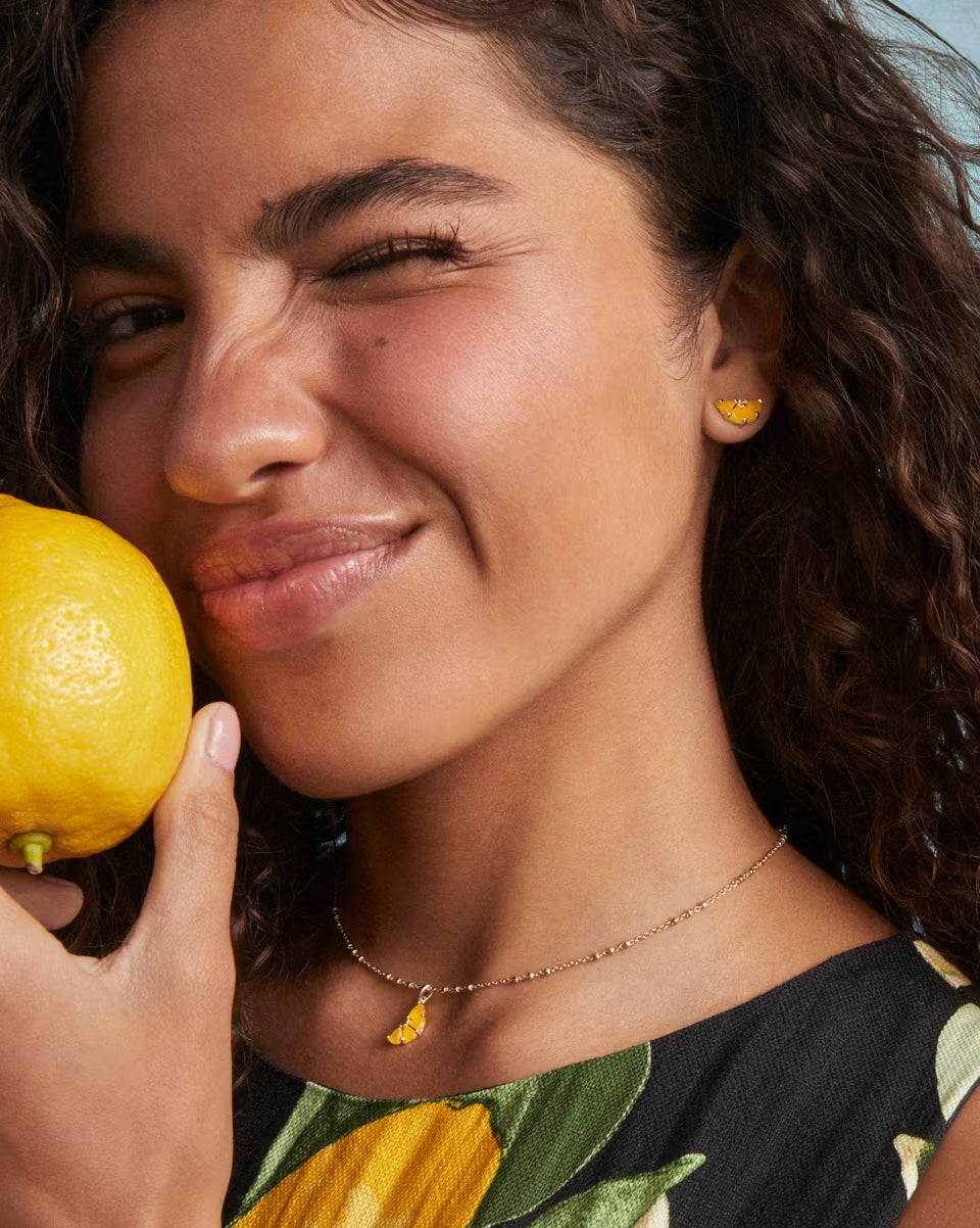 Lemon Gold Short Pendant Necklace