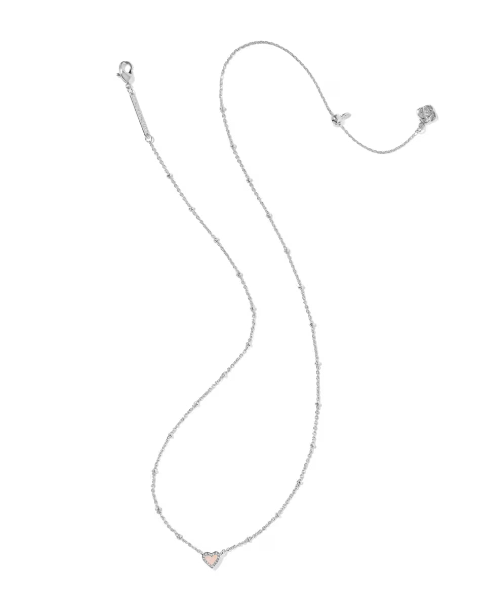 Mini Ari Heart Silver Satellite Short Pendant Necklace
