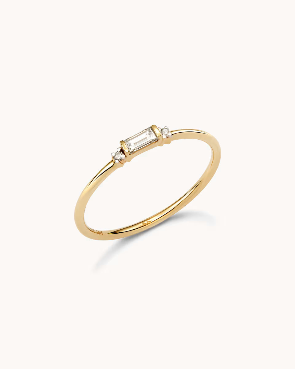 Maria 14k Yellow Gold Band Ring in White Diamond