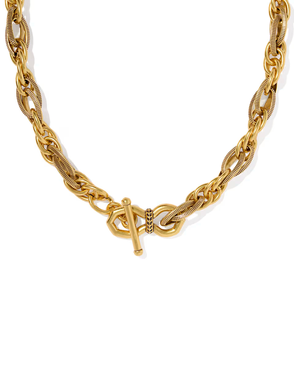 Melina Vintage Gold Link and Chain Necklace