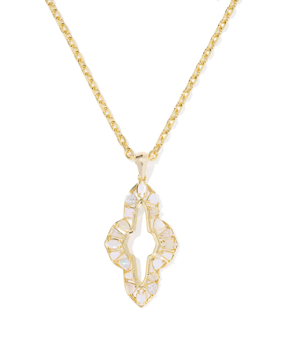 Abbie Gold Crystal Long Pendant Necklace