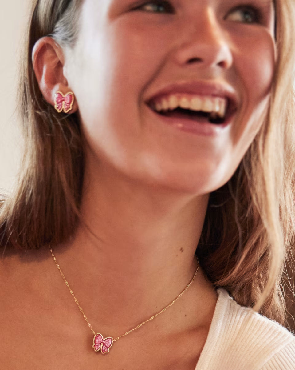 Haley Bow Gold Short Pendant Necklace