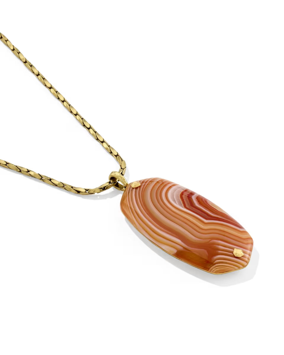 Danielle Riveted Gold Long Pendant Necklace
