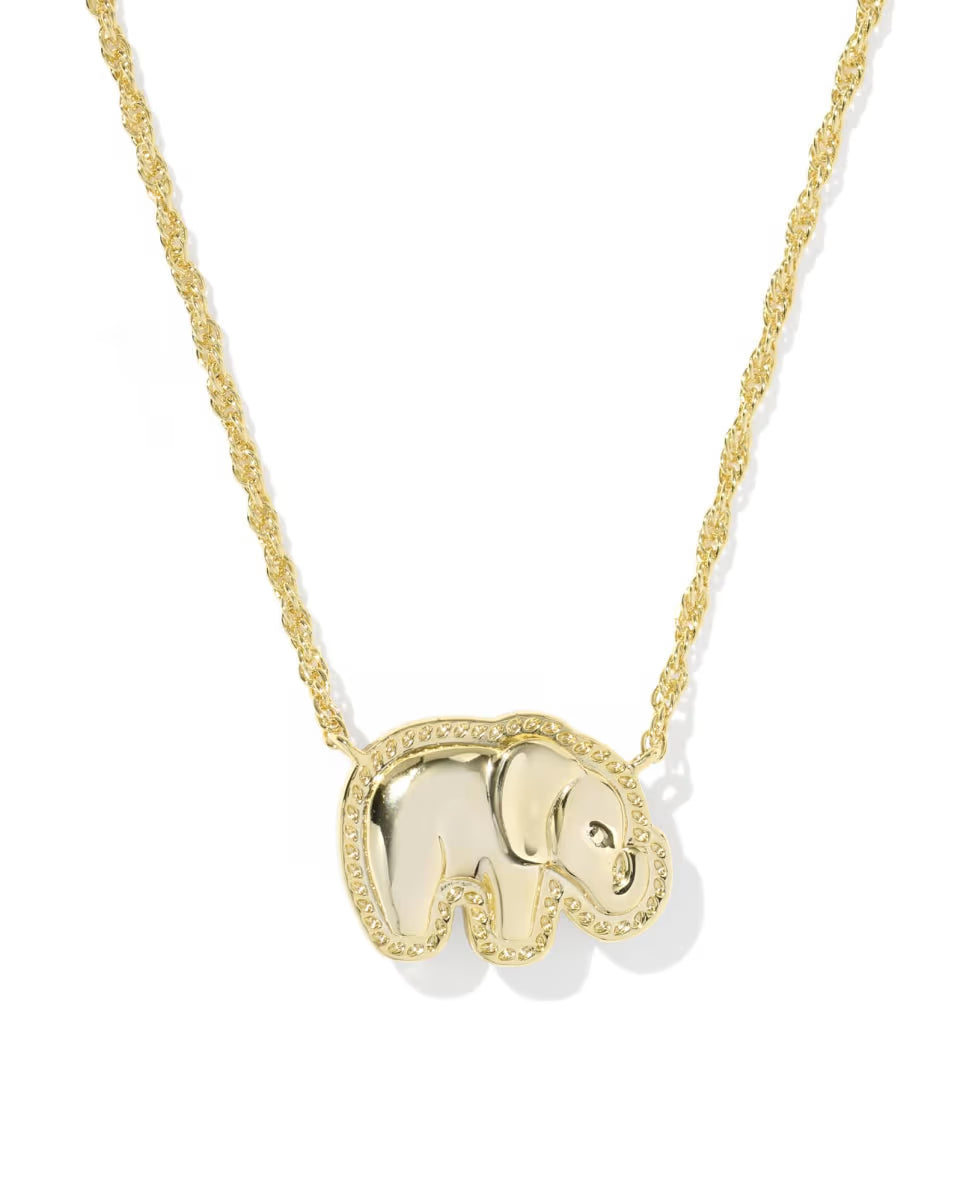 Elephant Gold Short Pendant Necklace