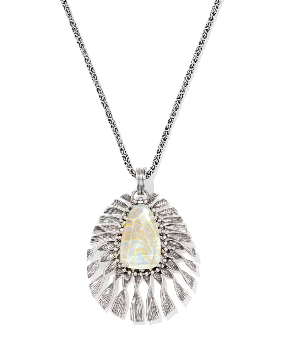 Zahara Vintage Silver Large Long Pendant
