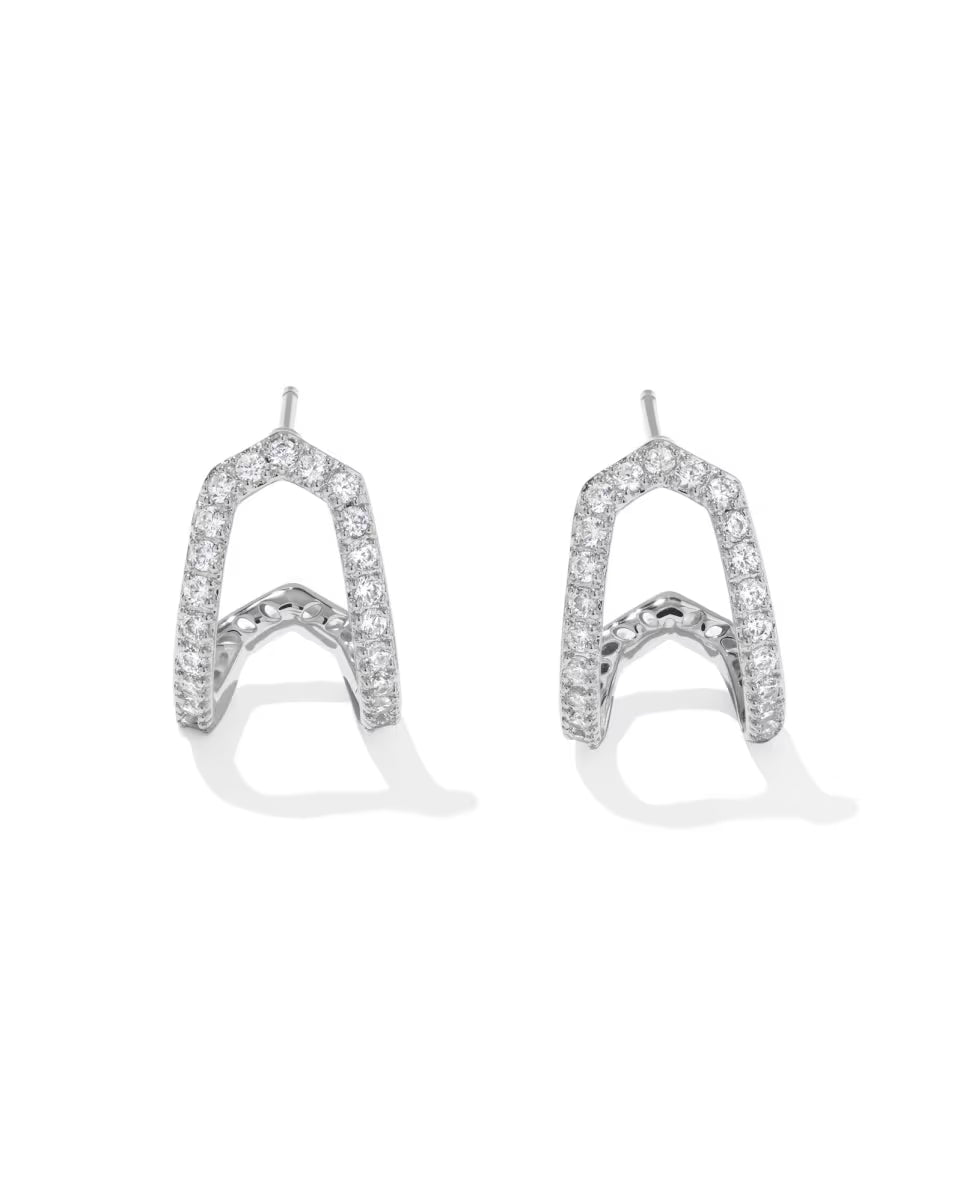 Daphne Pave Silver Huggie Earrings