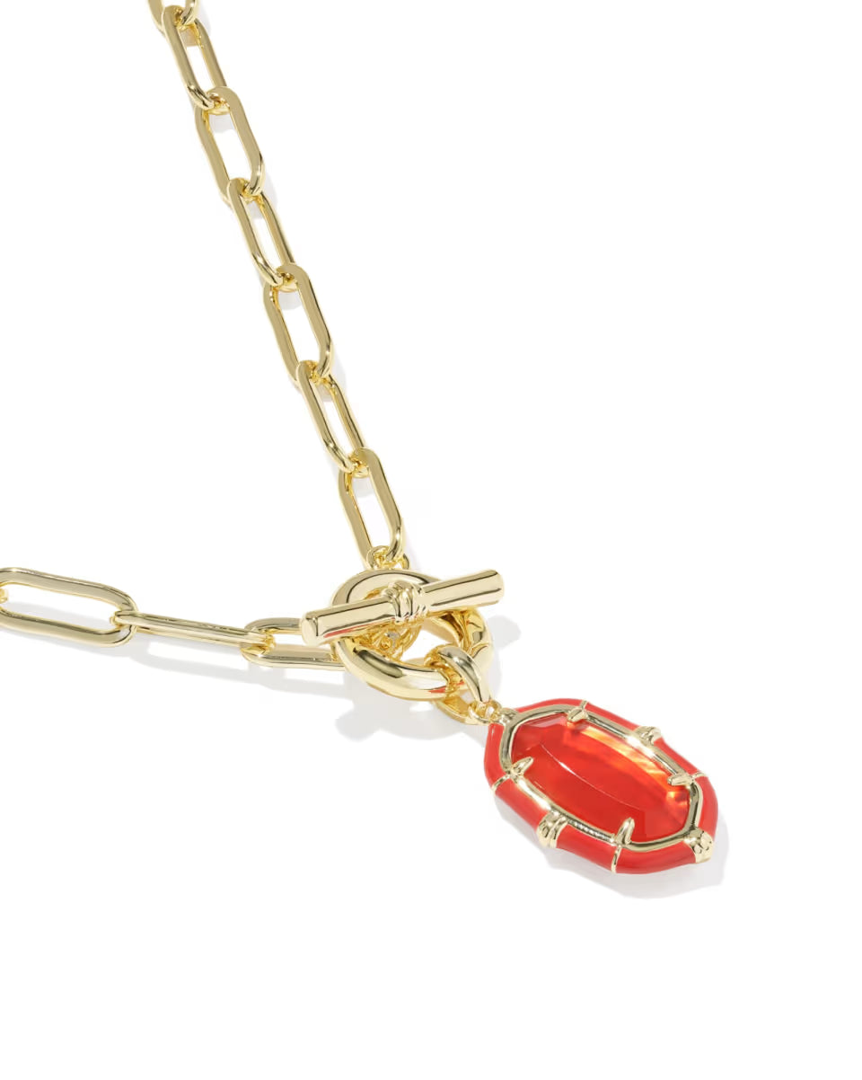 Elisa Gold Enamel Link and Chain Necklace