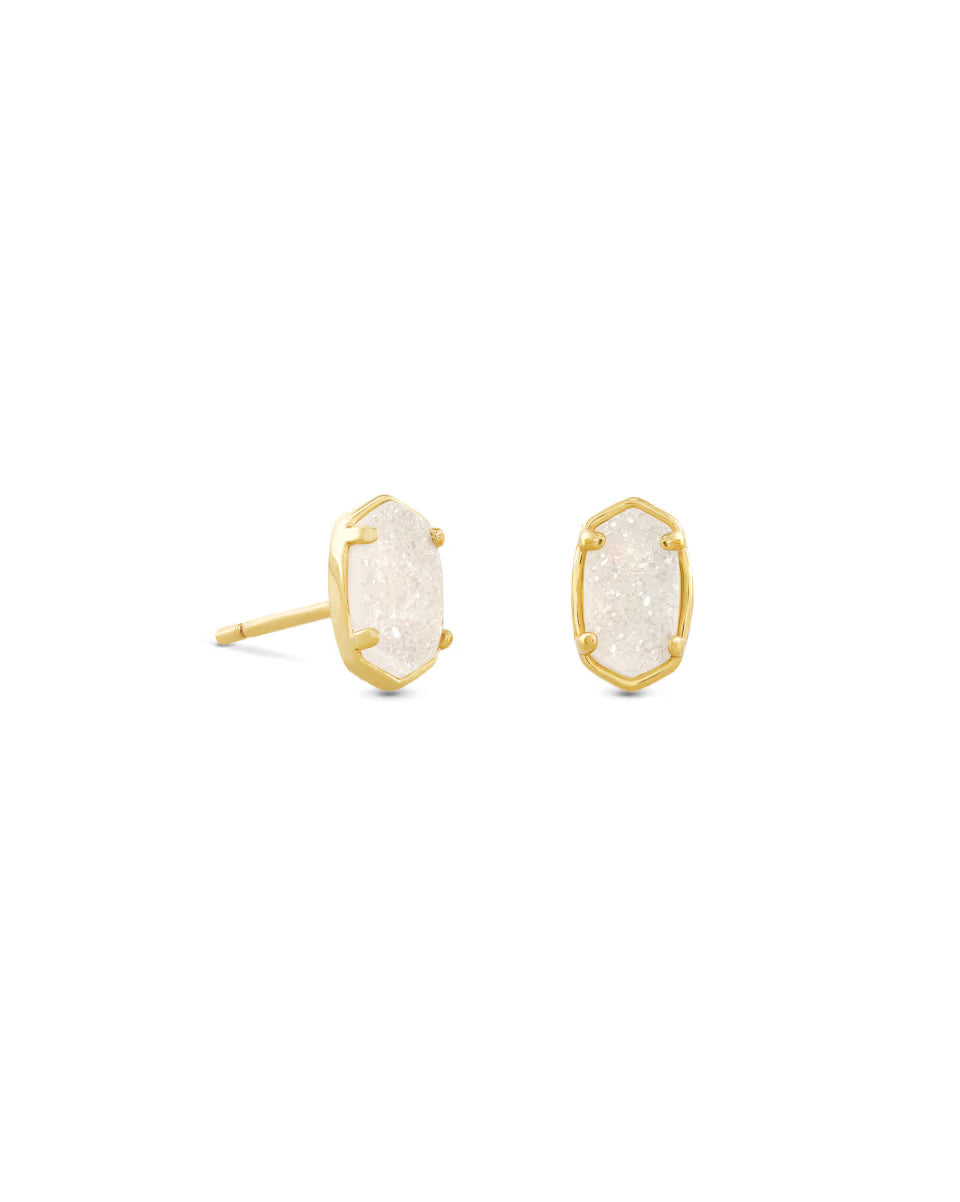 Emilie Silver Stud Earrings in Platinum Drusy