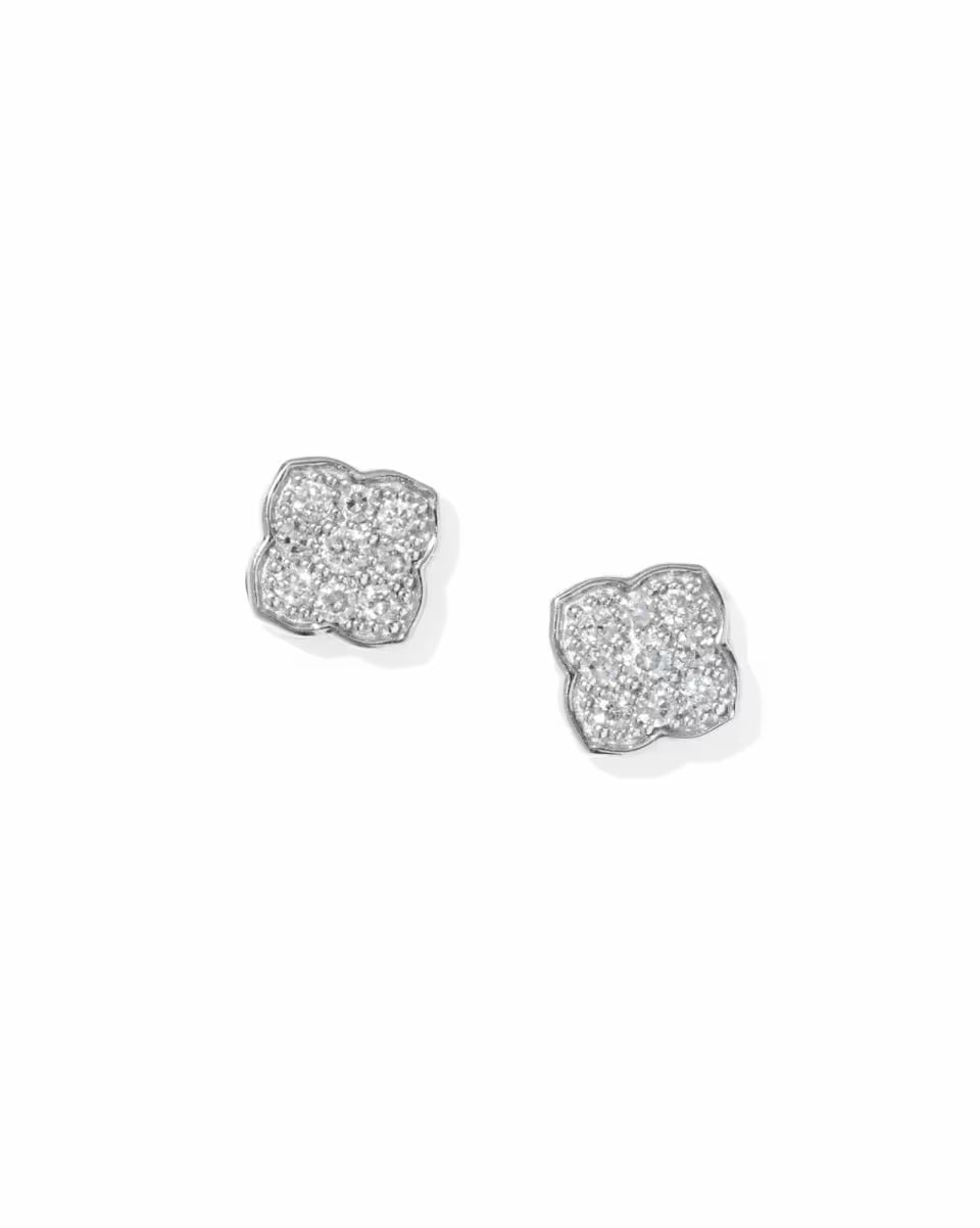 0.10 ct Pave Dira 14k White Gold Stud Earrings
