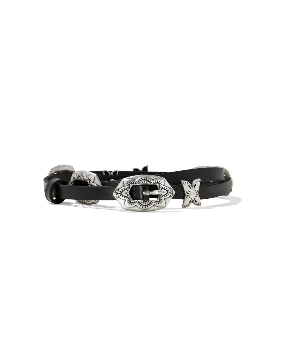Concho Thin Belt in Taupe Leather