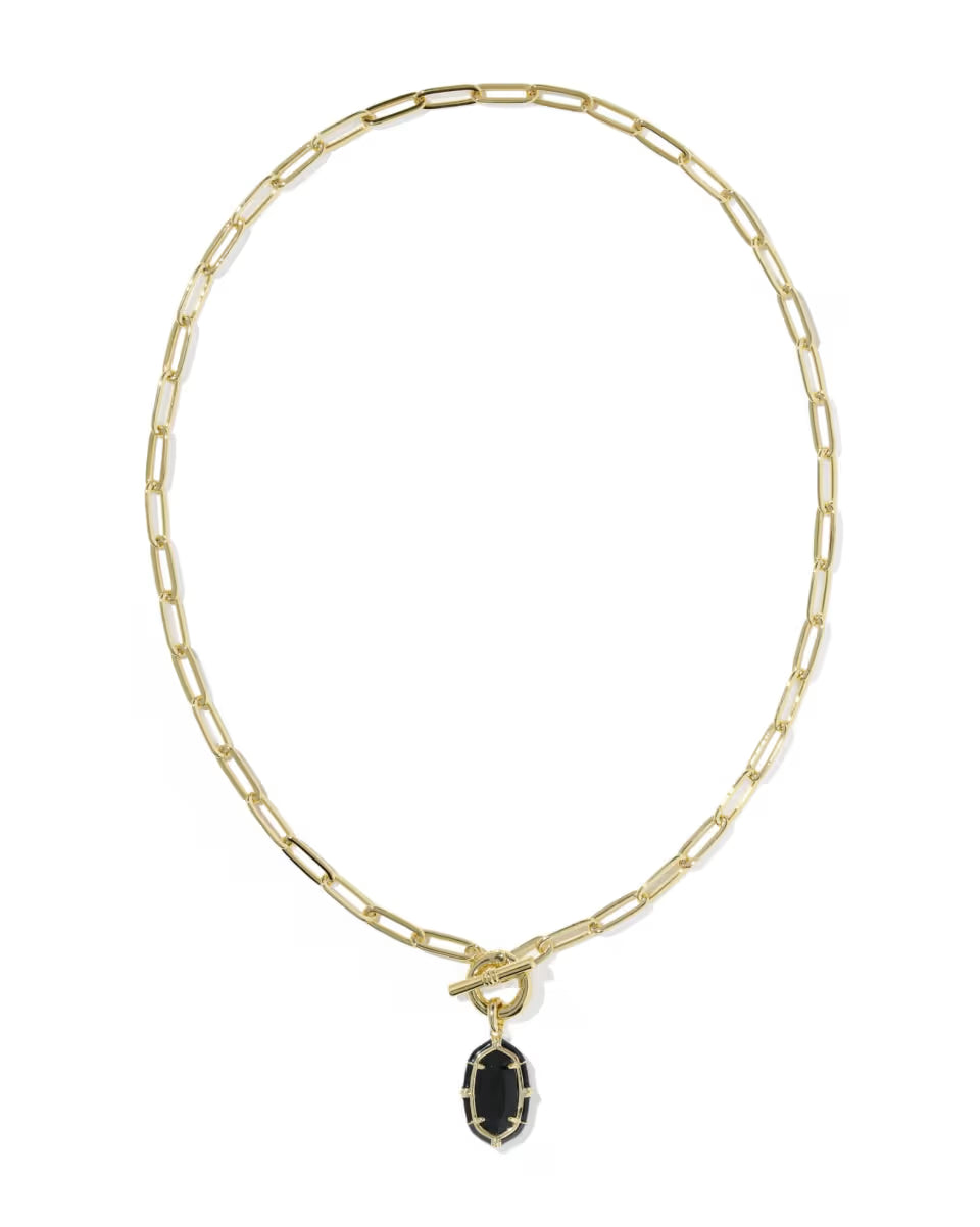 Elisa Gold Enamel Link and Chain Necklace