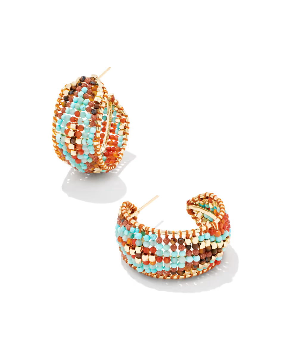 Britt Silver Hoop Earrings in Multi Mix