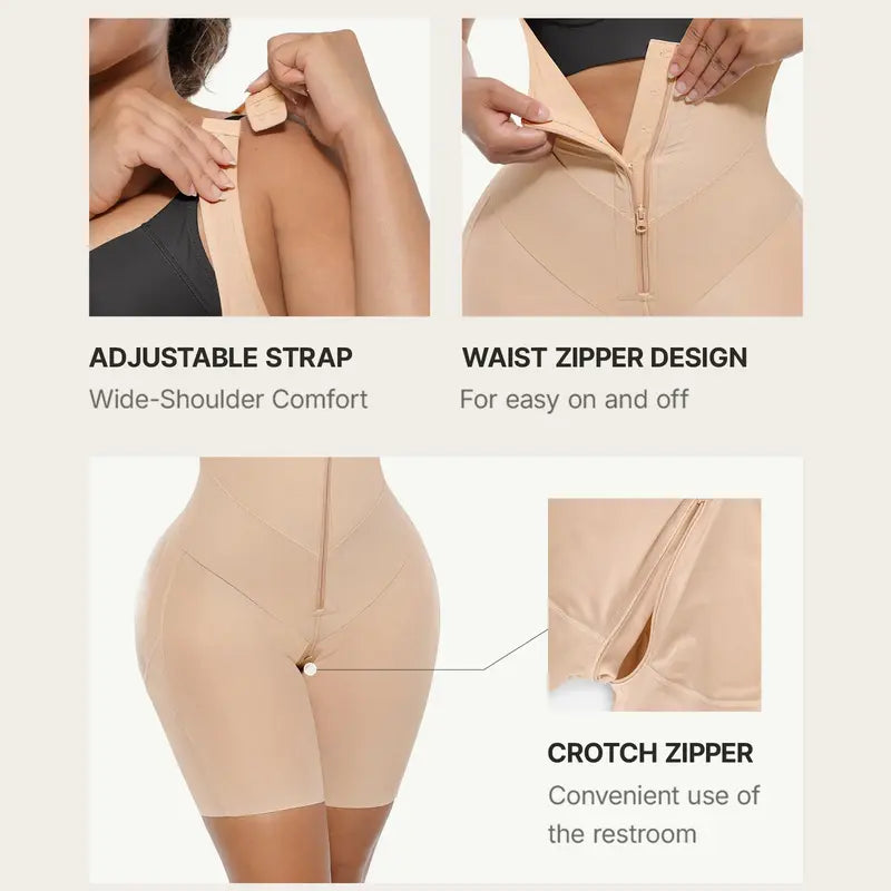 V-shaped Fajas Colombianas Shapewear Butt Lifter Bodysuit with Zipper Crotch Plus Size Smooth Compression SummerVibes