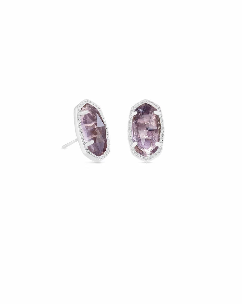 Ellie Silver Stud Earrings in Platinum Drusy