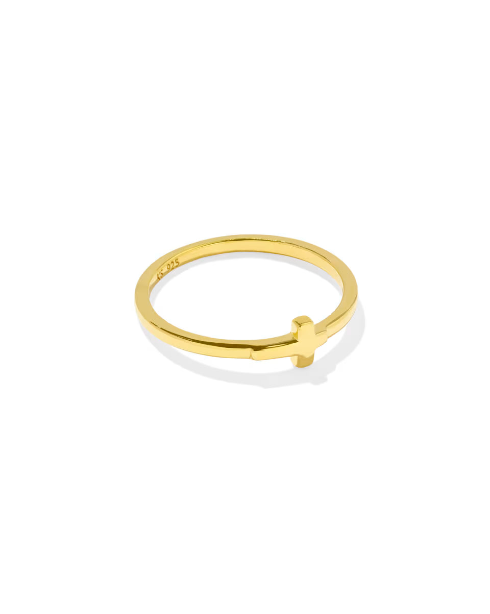 Cross Inline Band Ring in 18k Gold Vermeil