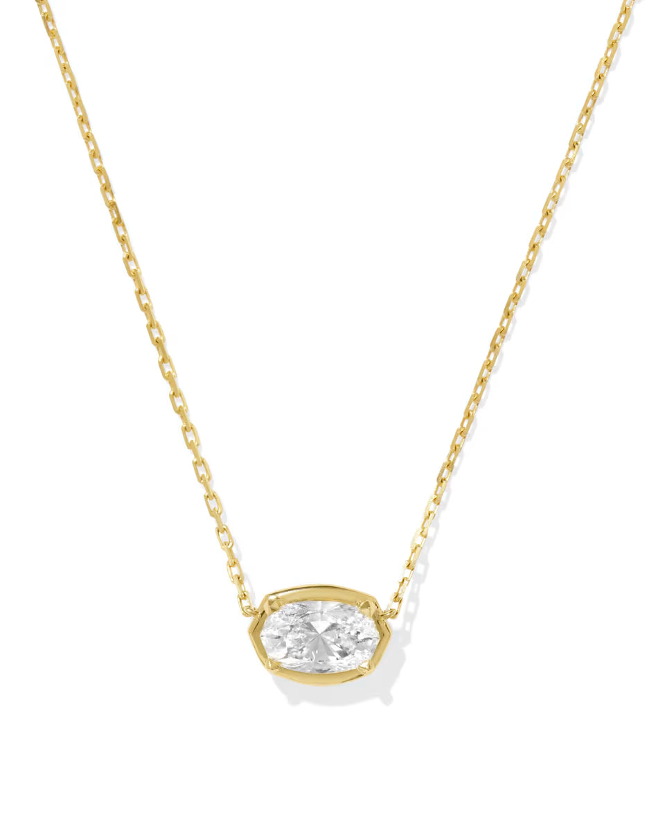 1 ct Lab Grown White Diamond Custom Elisa Pendant Necklace in 14k White Gold