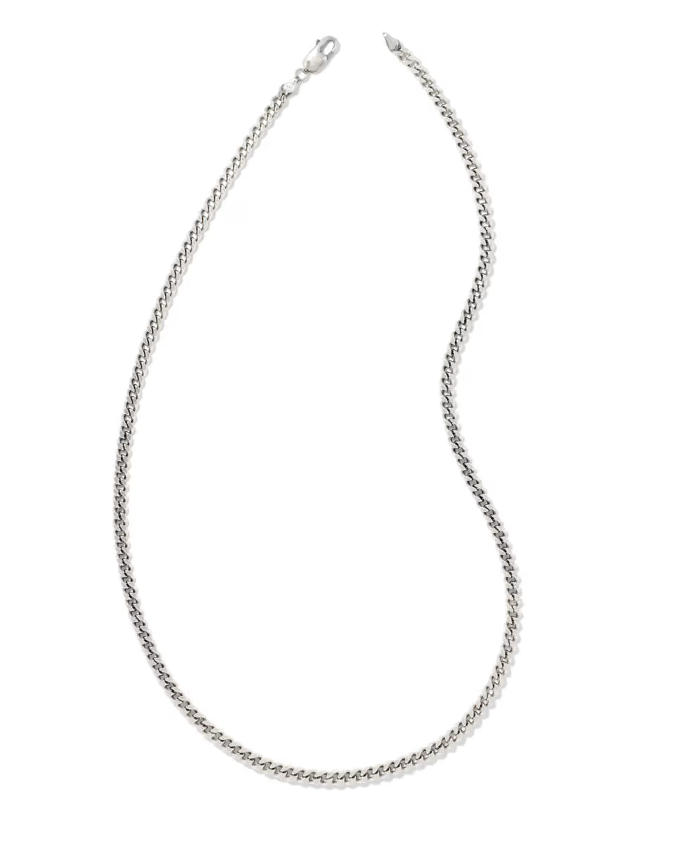 Curb Chain Necklace in Oxidized Sterling Silver