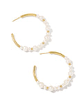 Jovie Gold Beaded Hoop Earrings in Freshwater Cultured Pearl