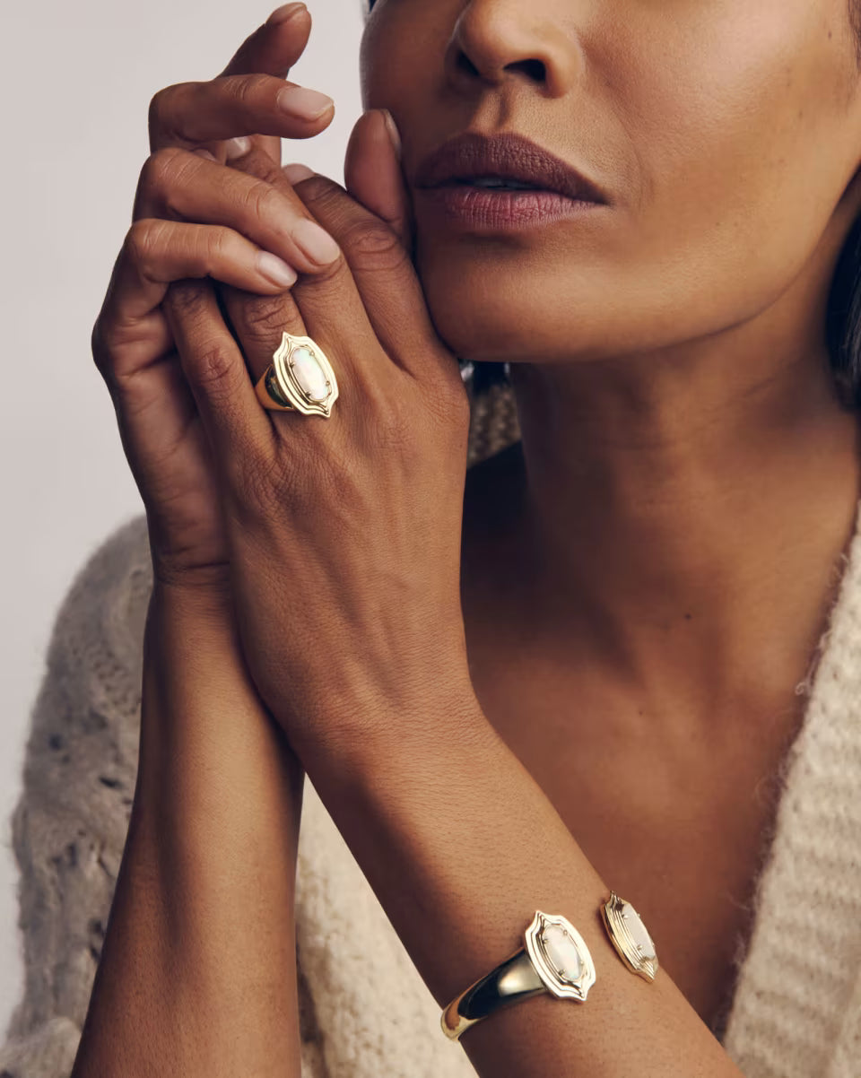 Elyse Stepped Frame Gold Cocktail Ring
