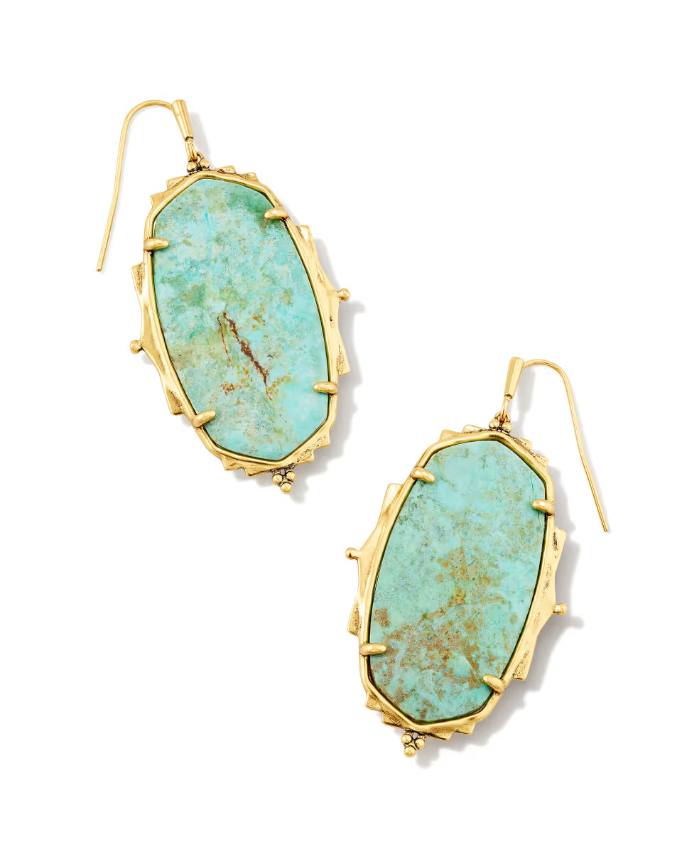 Baroque Vintage Gold Ella Drop Earrings in Sea Green Chrysocolla
