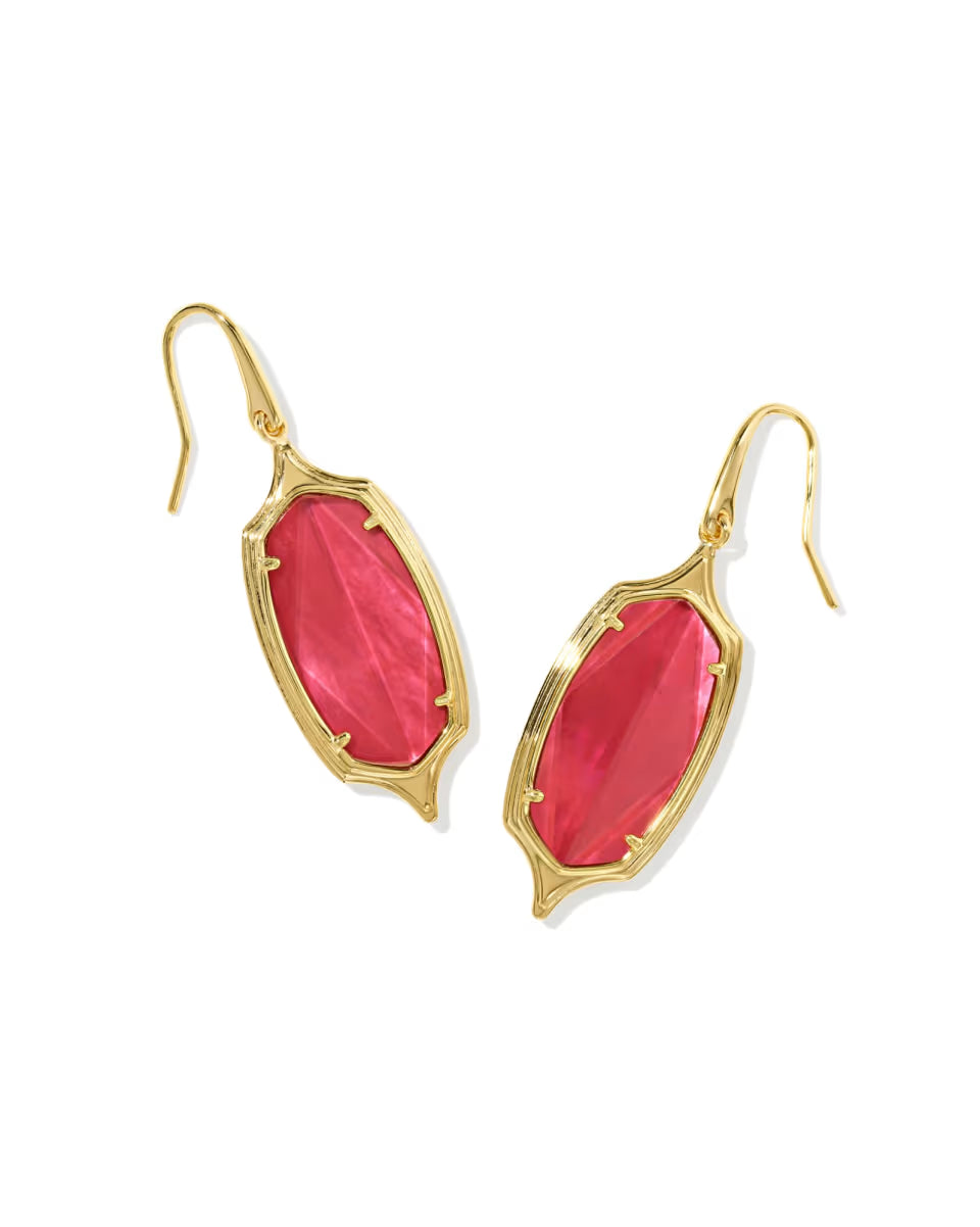 Dani Stepped Frame Gold Drop Earrings