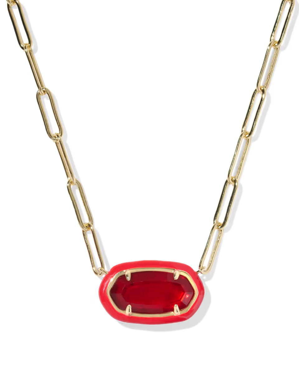 Elisa Enamel Frame Gold Paperclip Necklace