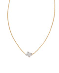 Tiny Texas 14k White Gold Pendant Necklace in White Diamond
