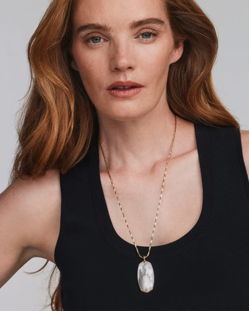 Danielle Riveted Gold Long Pendant Necklace