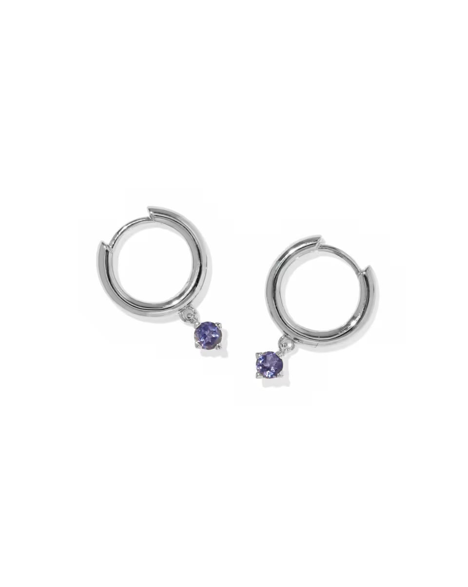 Maisie Sterling Silver January Huggie Earrings