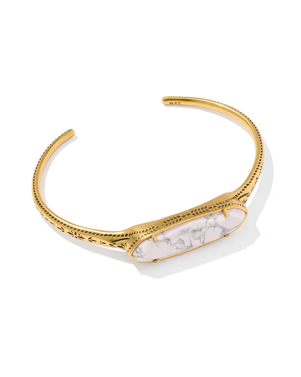 Danielle Elongated Etch Frame Vintage Silver Cuff Bracelet