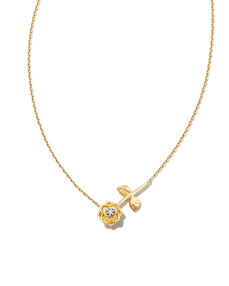 Ansel Rose 14k White Gold Pendant Necklace in White Diamond