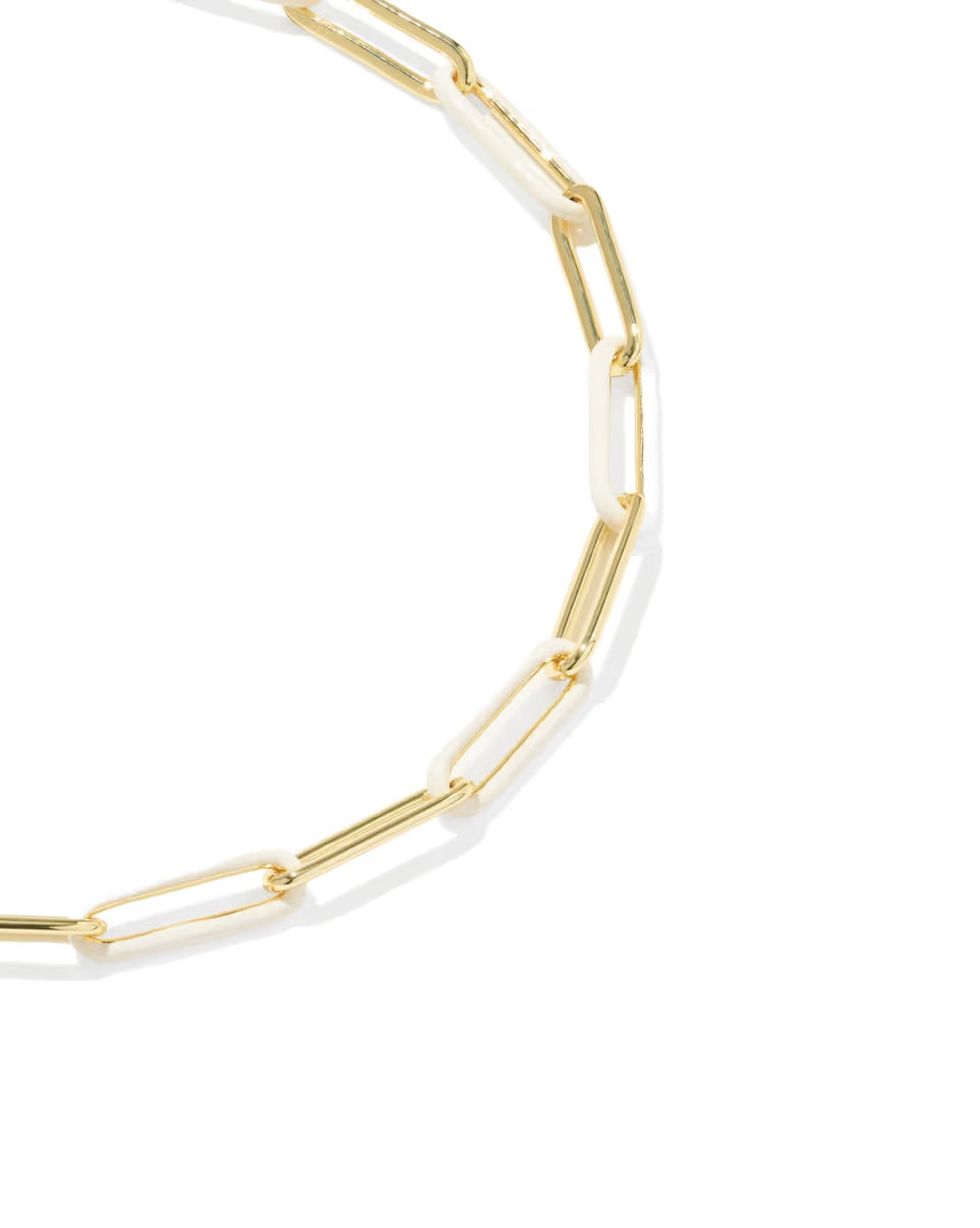 Courtney Gold Enamel Link and Chain Bracelet
