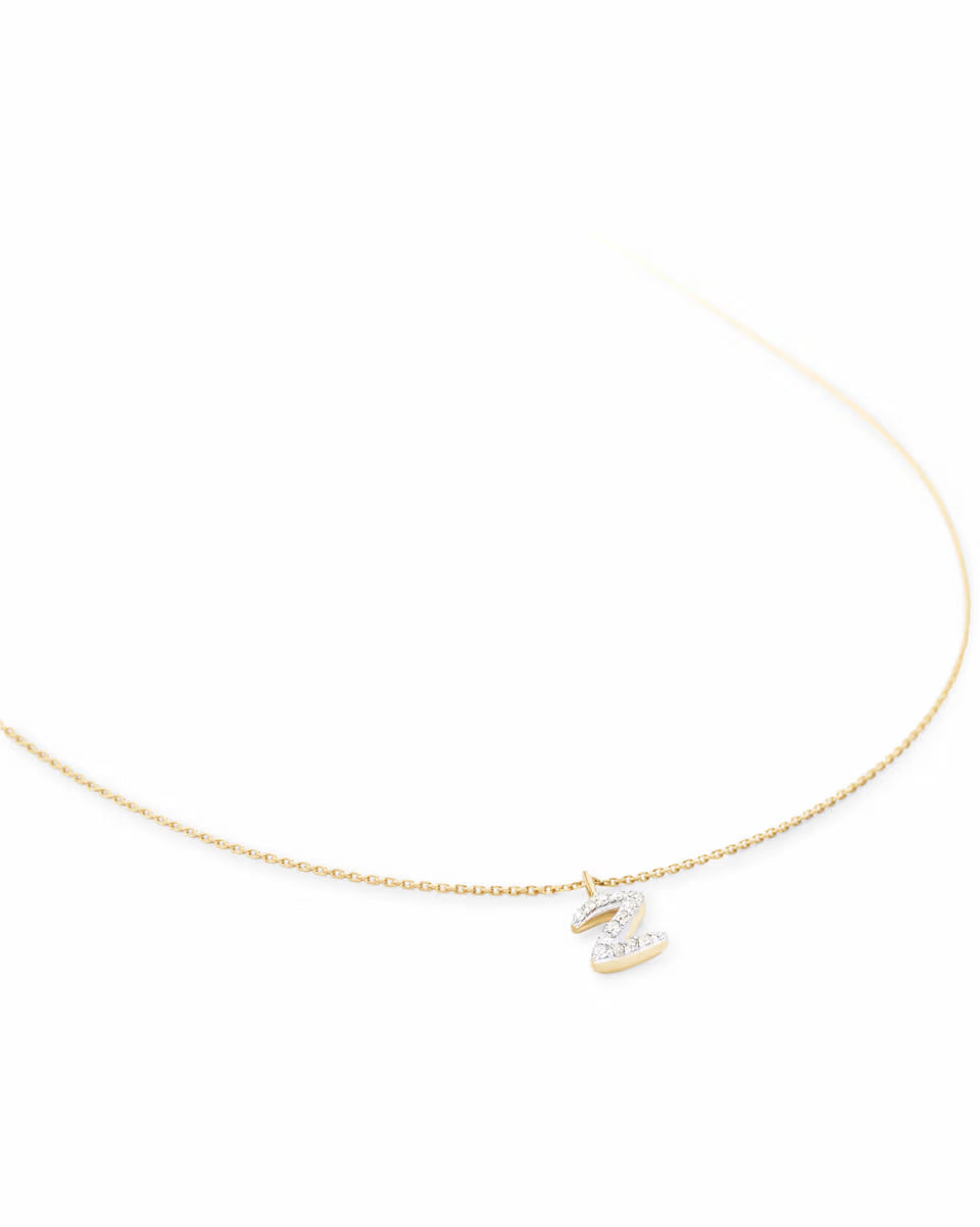 Diamond Letter H Pendant Necklace in 14k Yellow Gold