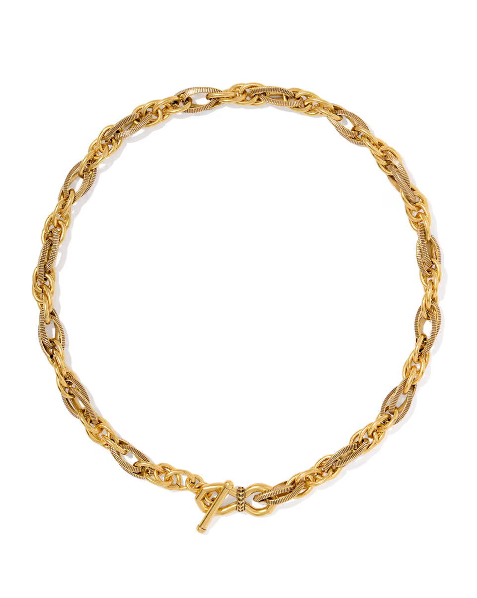 Melina Vintage Gold Link and Chain Necklace